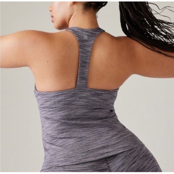 Athleta Women's XL Transcend Built-In Bra Scoop Tank Top Purple/Gray - Picture 2 of 10